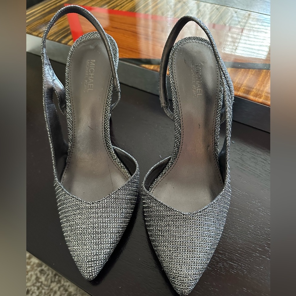 Michael Kors Silver Slingback Heels